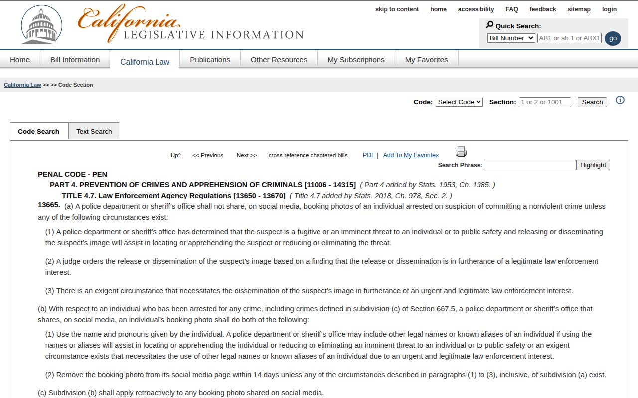 California law for Contra Costa County arrest photo posting
